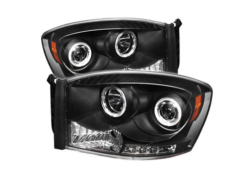 Spyder LED Projector Black Headlights 06-08 Dodge Ram - Click Image to Close